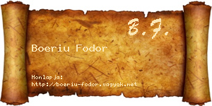 Boeriu Fodor névjegykártya
